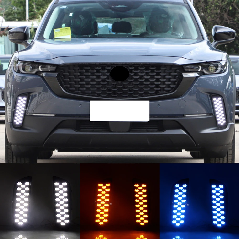 Car LED Daytime Running Light For Mazda CX-50 CX50 2022 2023 LED DRL Fog Lamp with yellow turn sianal Decoration