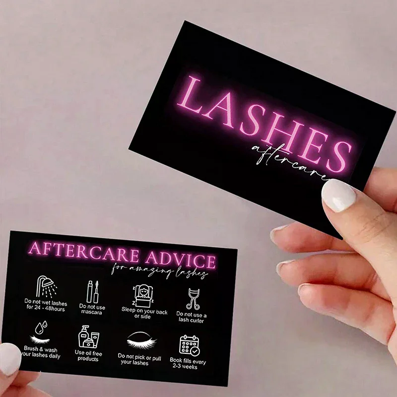 /YOV/50Pcs Eyelash Card Lash Extension Aftercare Card Small Lash Business Card Loyalty Card Factory Supplier