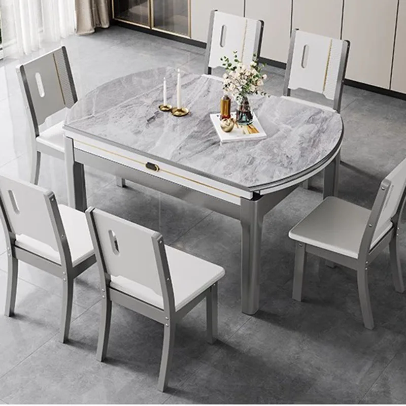 Nordic Party Chairs Dining Table Luxury Natural Metal Design Modern Dining Table Restaurant Marble Tavoli Da Pranzo Furniture