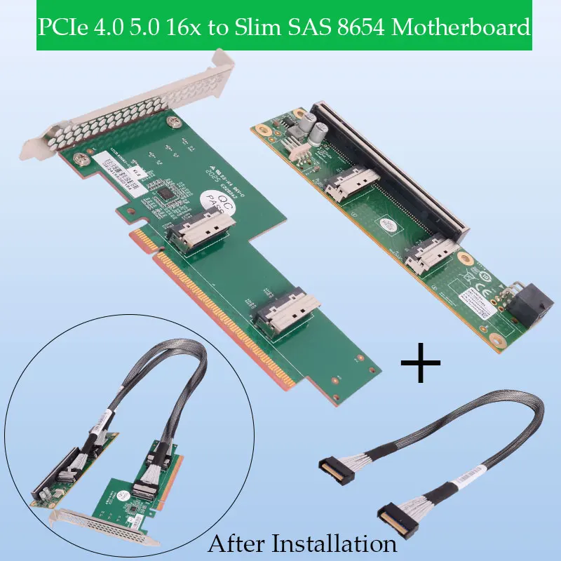 

ADT PCIE 4.0 5.0 16x To Slim SAS SFF-8654 Motherboard MCIO Split Card Single Slot Graphics Card External Expansion Adapter