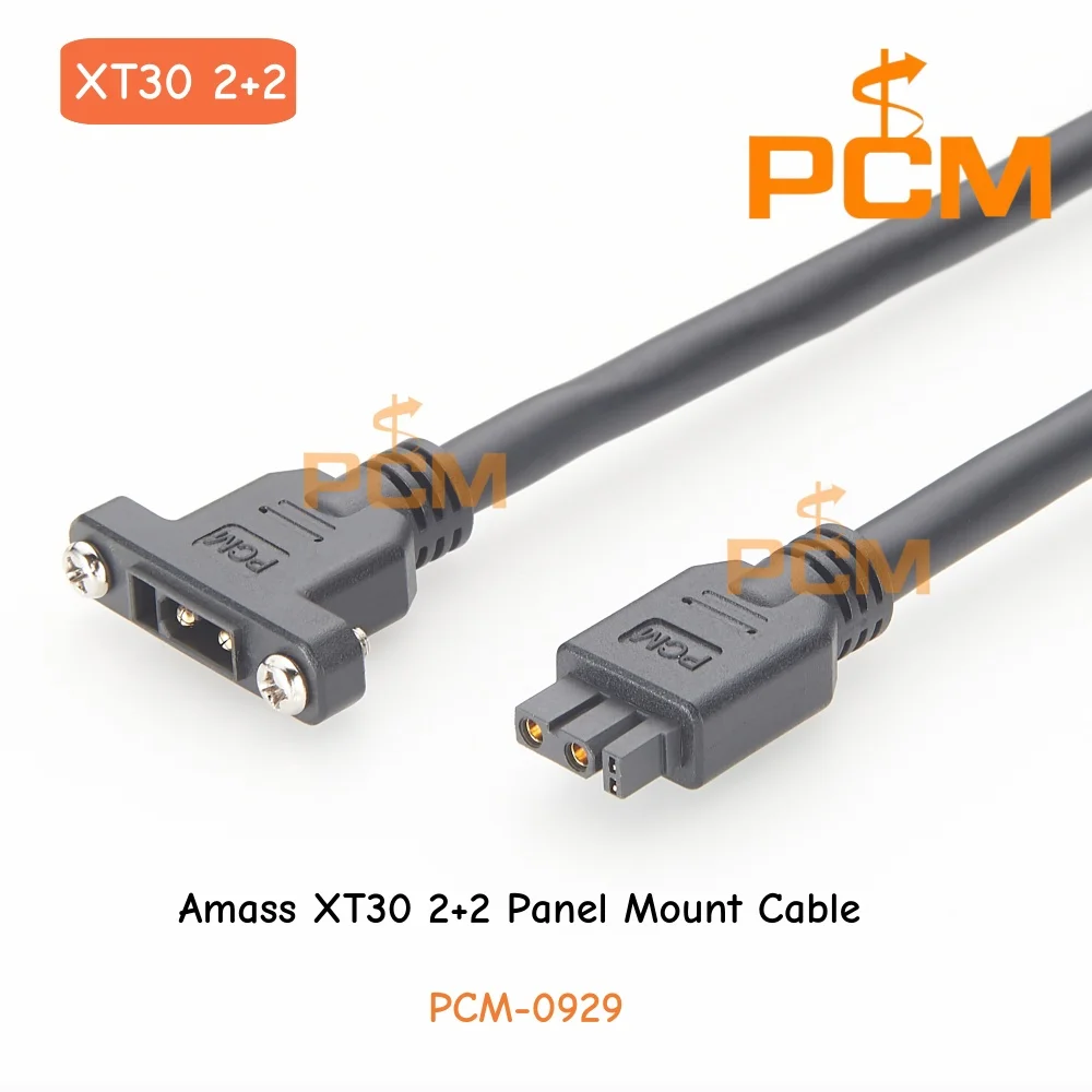Amass XT30 Male to Female Panel Mount Power Cable with Screw Lock for CAN Bus Communication & RC Battery System