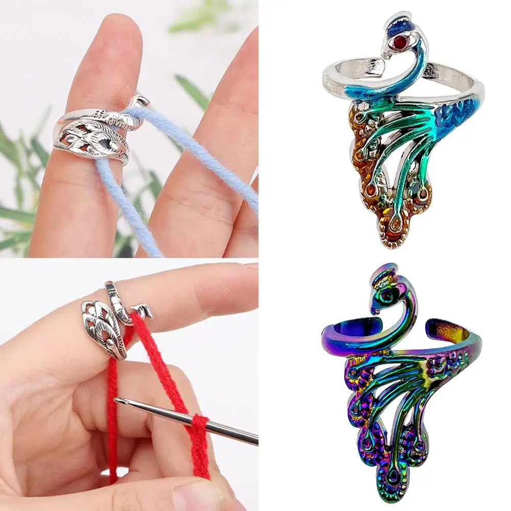 

Crochet Wire Ring Adjustable Knitting Loop Crochet Tool Thread Wrapped Rings Sewing Accessories DIY Knitting Accessories Ring
