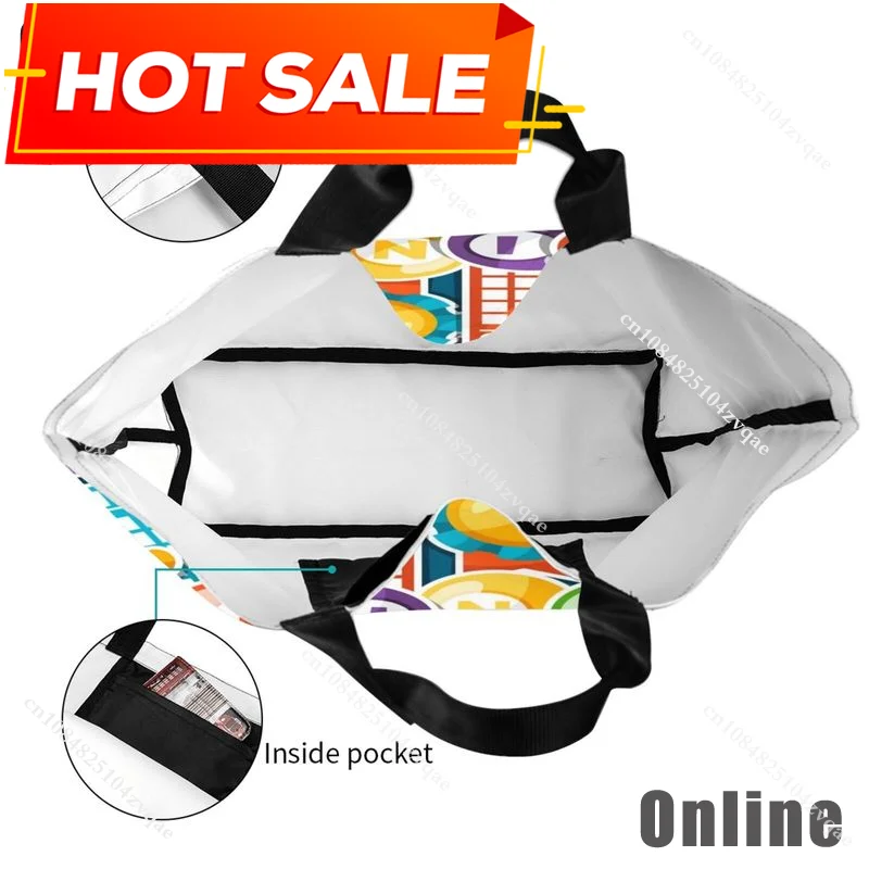 I Love Bingo Game Funny Handbags Shoulder Bags Casual Shopping Girls Tote Bag for Women Folding Reusable Shopping Bags
