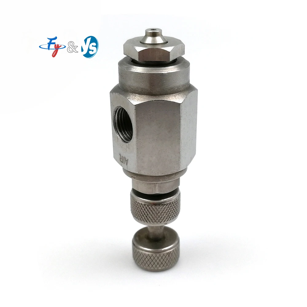Stainless Steel Adjustable Air Atomizing Nozzle, Two-Fluid External Mixing Fine Mist Spray Head fo Cooling, Dust Suppression