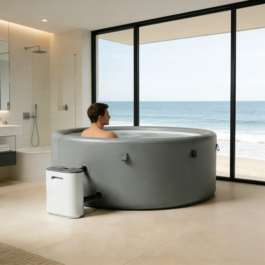 Factory Wholesale Drop Stitch Inflatable Whirlpool Spa Tub with Pump for Outdoor Hot Bath Sport Recovery Home Use