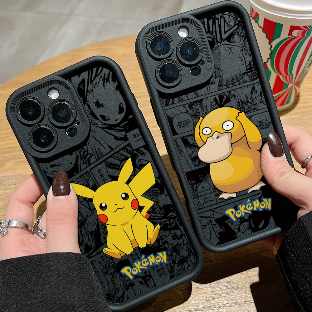 Pikachus Bulbasaurs Psyducks Phone Case for iPhone 16 15 14 Plus 13 12 Mini 11 iPhone16 Pro Max X Xs XR 8 7 Soft Cover Funda