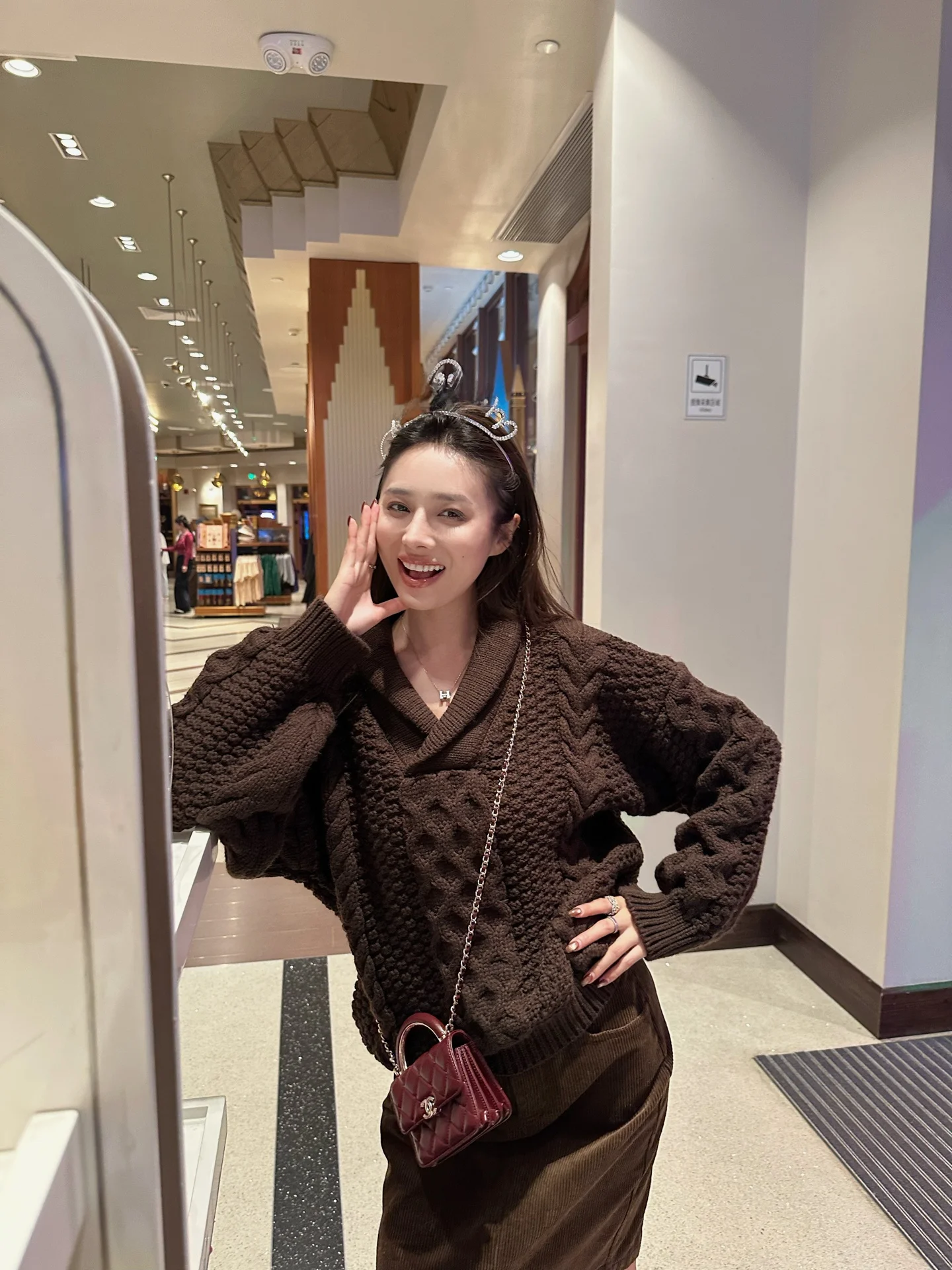 

NanaByNana Sena Memory Heavy Work Loose Women's Knitwear een Fruit Collar Autumn Winter Long Sleeve Color Top