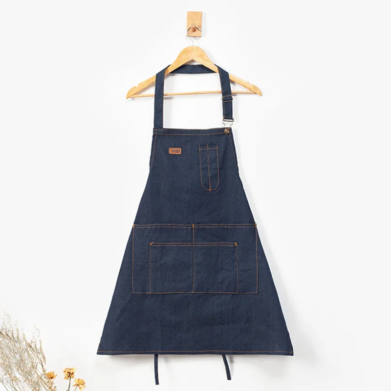 Adjustable Denim Apron Portable Soft Wear-resistant Overalls Work Apron With Pocket For Home Kitchen Restaurant Café Florist