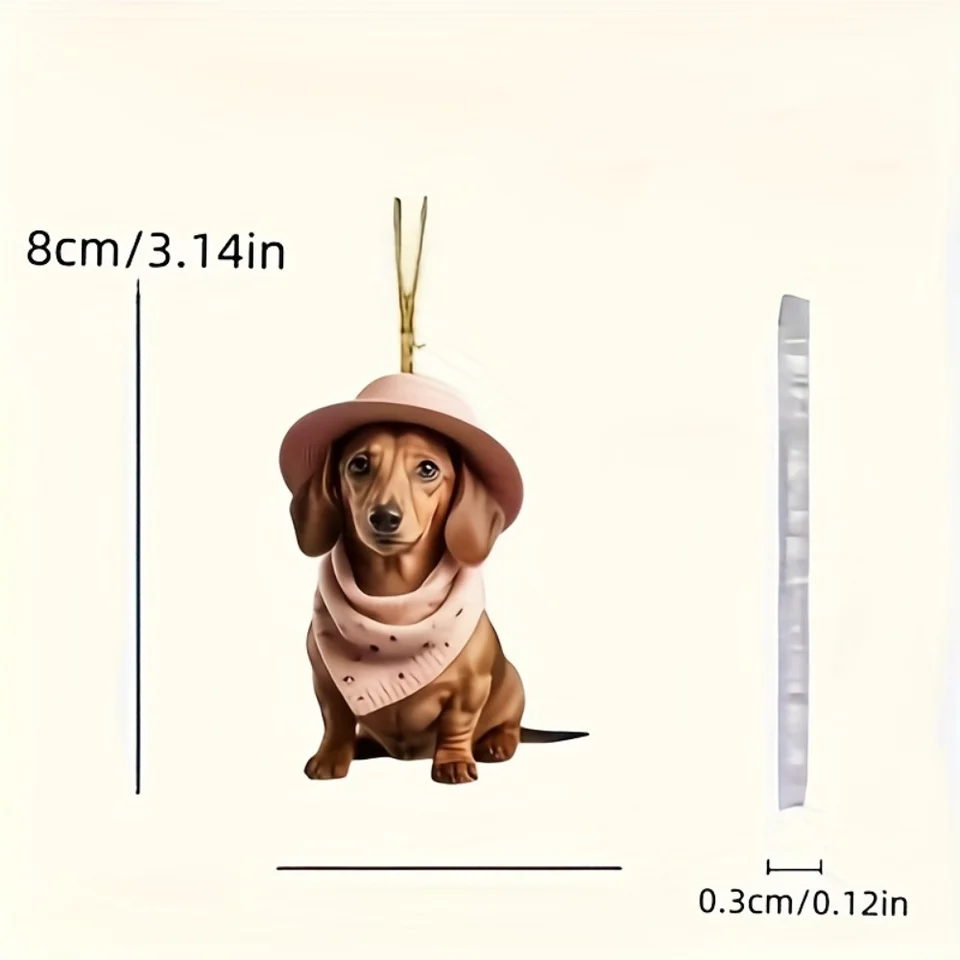 2D かわいいダックスフントキーホルダーチャーム子犬アクリル