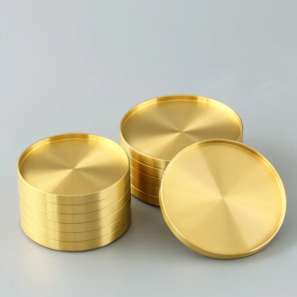 Decorative Solid Brass Coaster Metal Tea Cup Mat Insulation Tray For Zen Chinese Style Tea Ceremony Tableware Home Kitchen Decor
