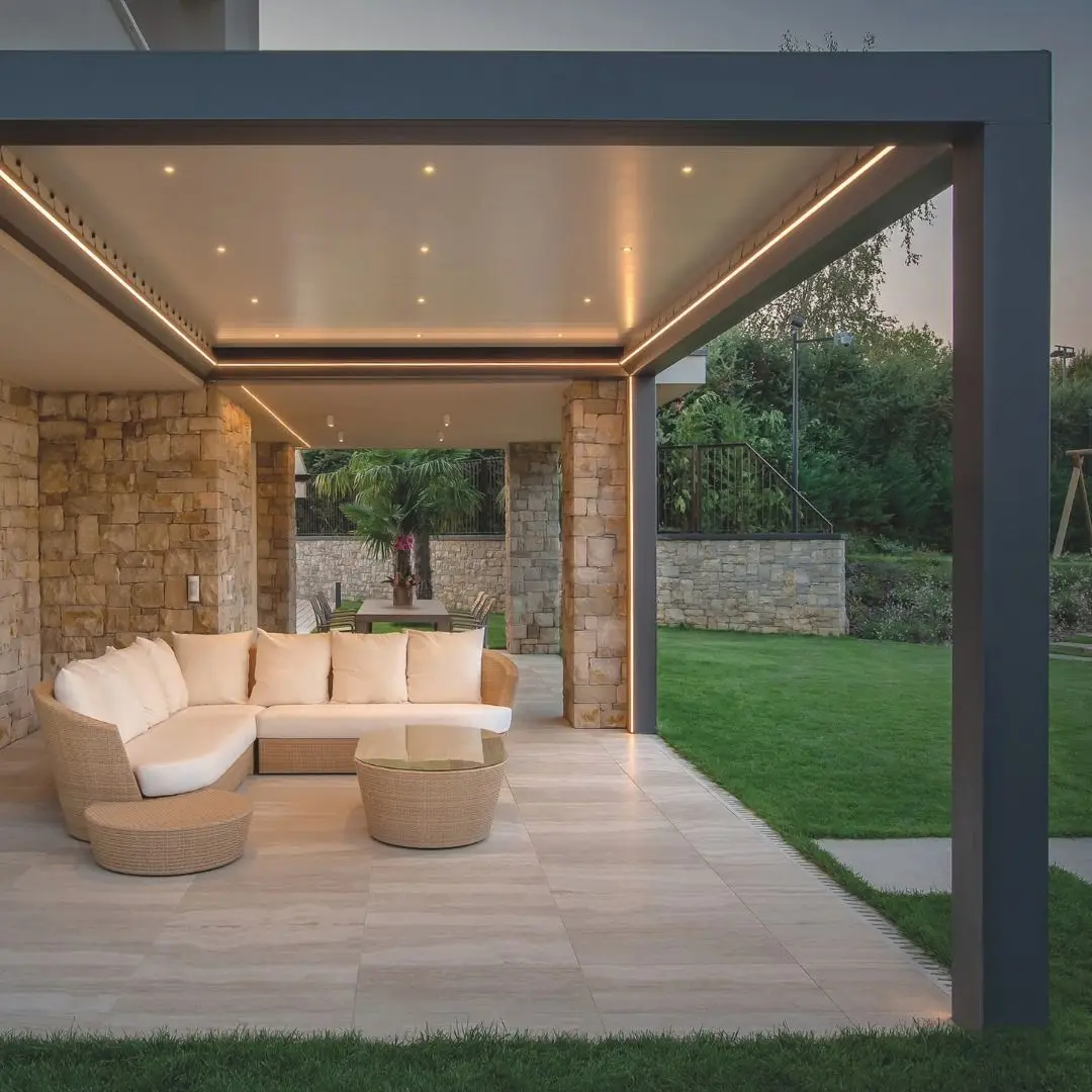 Bioclimatic Exterior Motorized Shutter Aluminium Pergola Manufacturers Canopy Gazebo Electric Louver Outdoor Aluminum Pergolas