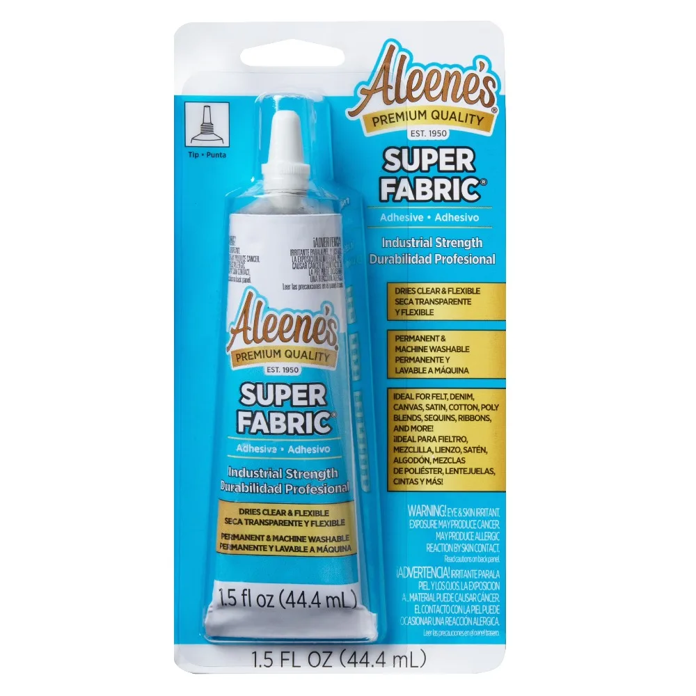 Fast Drying Clear Permanent Fabric Glue Super Strong Adhesive for Clothes Leather Shoes DIY Crafts 1.5 oz Washable Flexible Bond
