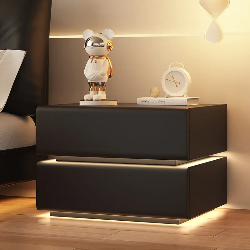 Archivadores, mesita de noche para dormitorio, organizador, mesita de noche de lujo con LED, decoración de escritorio, mesitas de noche, muebles que ahorran espacio