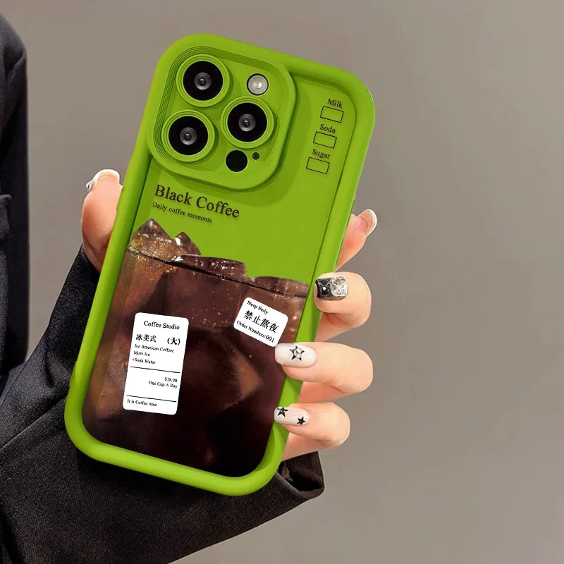 Ice Coffee Painted Case For iPhone 11 14 12 13 15 Funda 15 Pro Max X XR XS Max 8 7 14 15 Plus SE 2020 2022 iPhone11 Bumper Cover