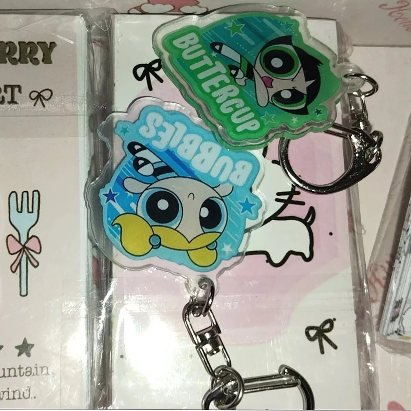 Powerpuff Girls Keychain Buttercup Blossom Kawaii Pendant Anime Doll Bubbles Cartoon Backpack Charm Toy Figurine Holiday Gift - view 6