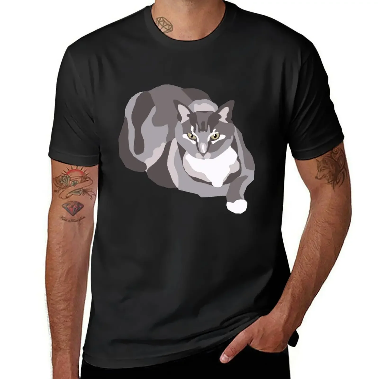 Lazy Annoyed Cat T-Shirt anime t shirts quick drying shirts graphic tees oversized t shirt men