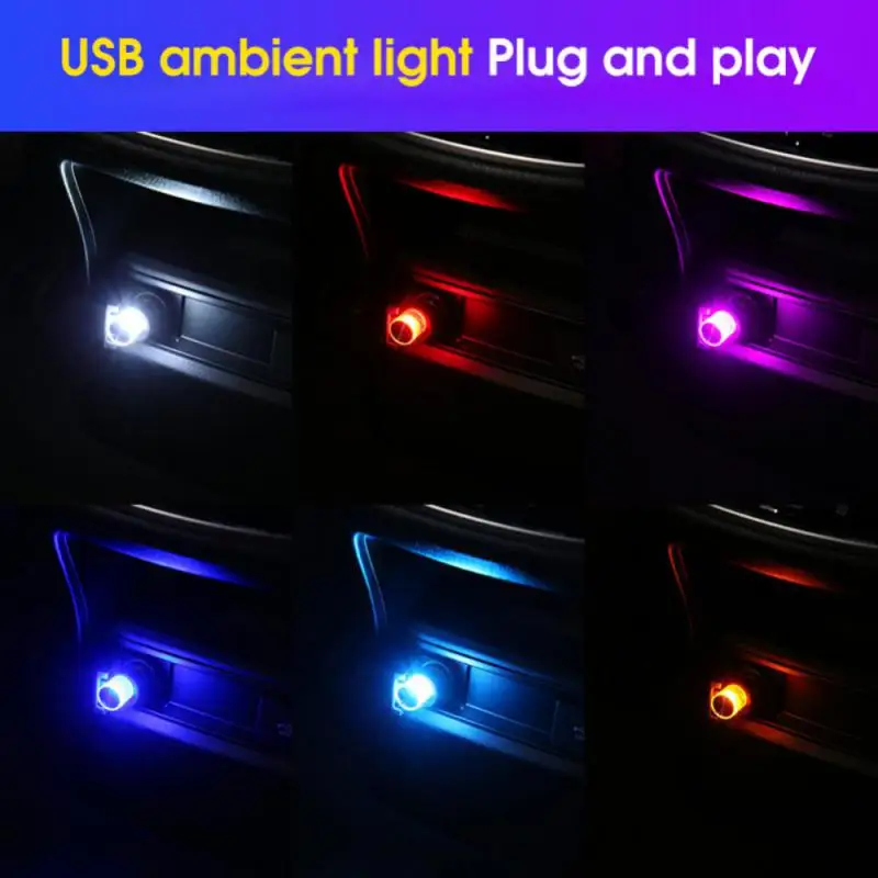 Carro mini usb led atmosfera luzes led carro usb colorido piscando carro atmosfera geral luz decoração interior do carro lâmpada