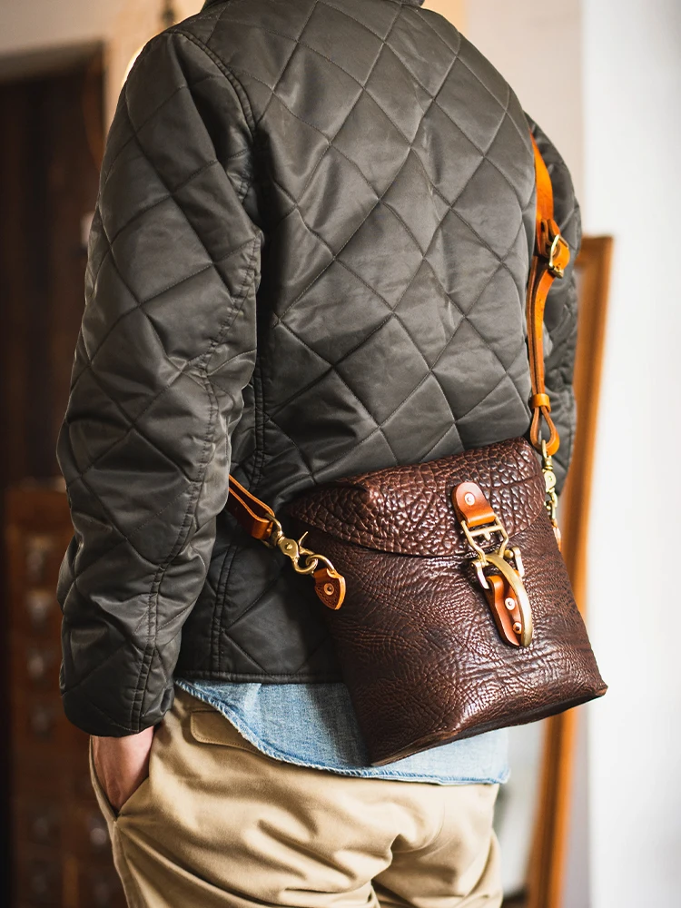 Weekend daily travel high-quality genuine leather men's phone shoulder bag designer handmade cowhide teens small crossbody bag