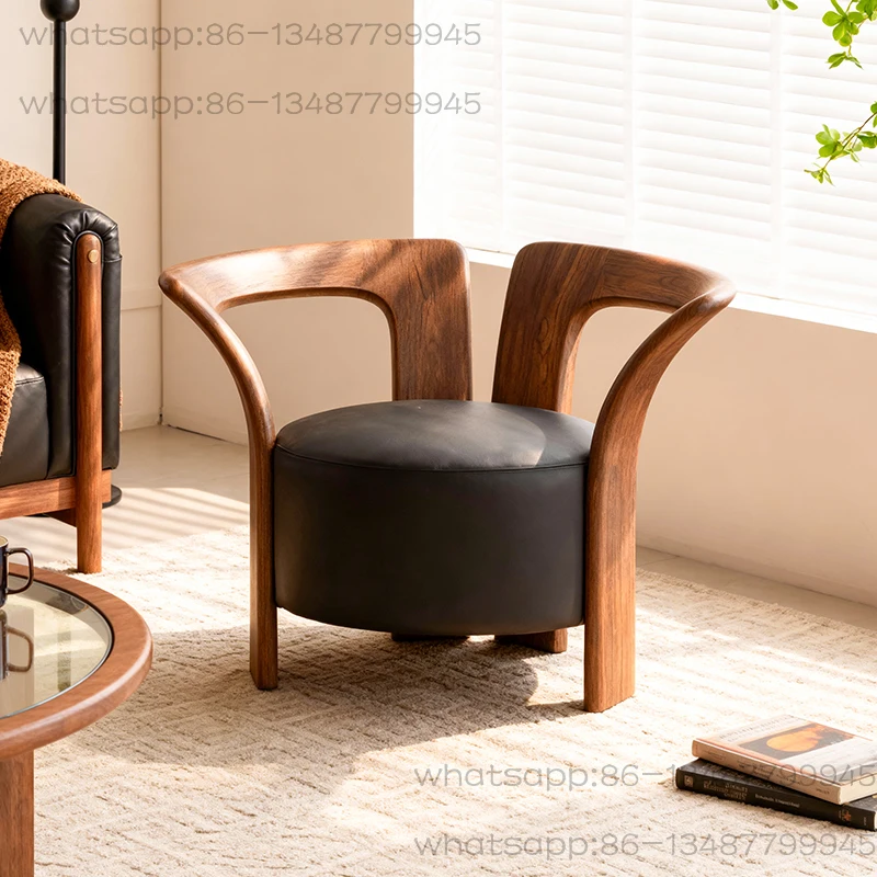 

Black Walnut Solid Wood Sofa Chair Modern Simple Light Luxury High-end Living Room Leisure Chair Single Sofa Chair