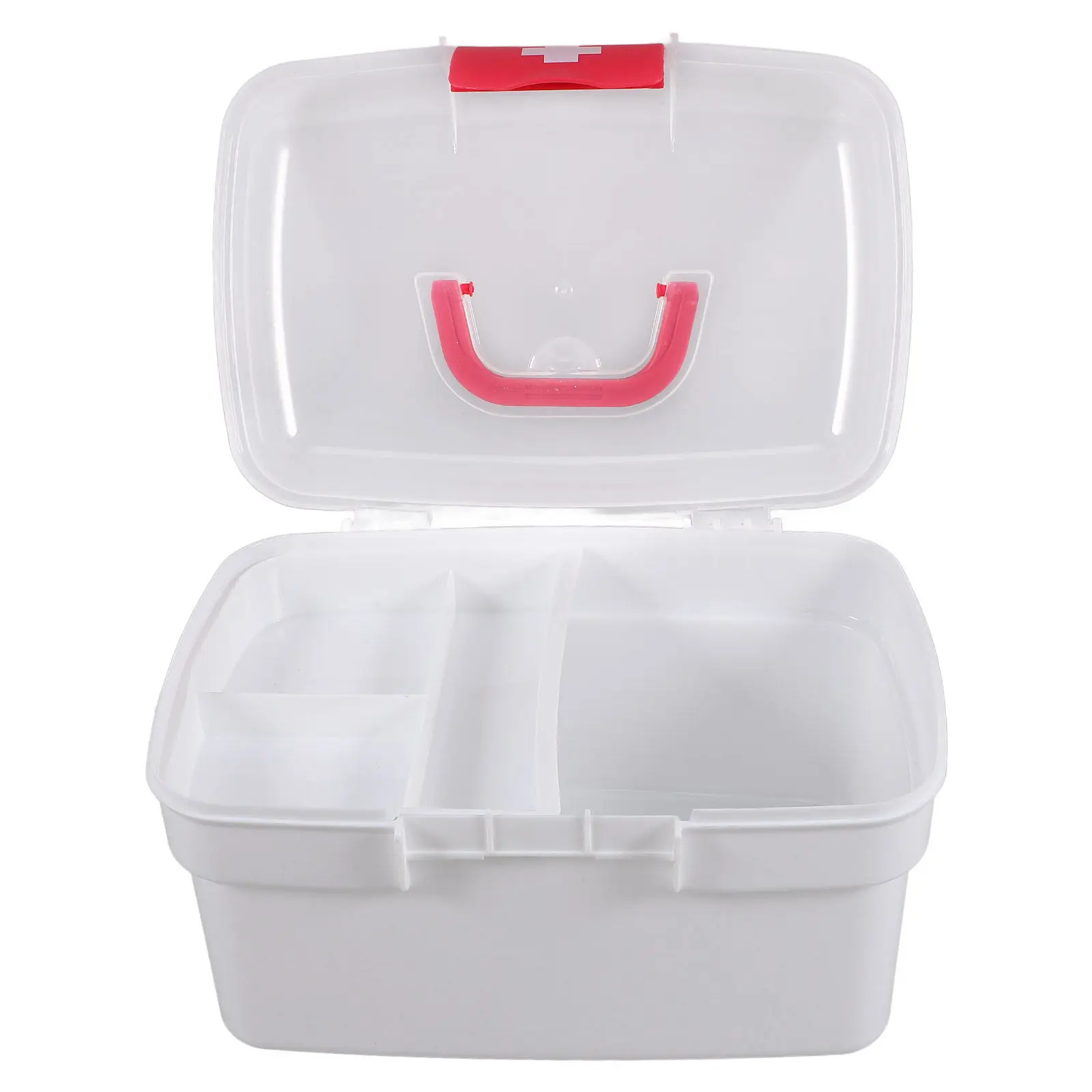 

Портативный пластиковый контейнер для хранения лекарств большой емкости с ручкой и запирающейся крышкой, органайзер для медицинских принадлежностей, для экстренных случаев