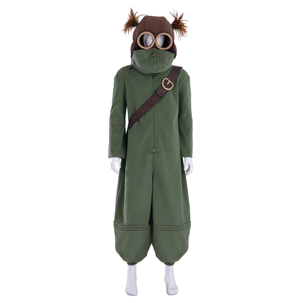 

Game Little Nightmares 3 ALONE Cosplay Costume Alone Uniform Suit Unisex Green Jumpsuit Hat Glasses Halloween Carnival Outfits