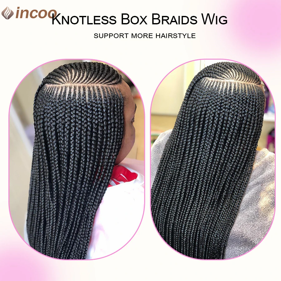 Синтетические кружевные плетеные парики Goddess для чернокожих женщин, боковая часть, косички, плетеный парик без узлов, косички с детскими волосами, 36 дюймов