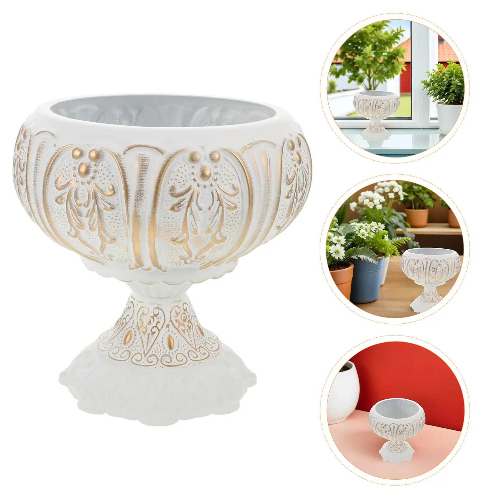 French Country Iron Urn Planter Decorative Outdoor Flower Pot Porch Garden Patio Dining Table Decor Wedding Decorations