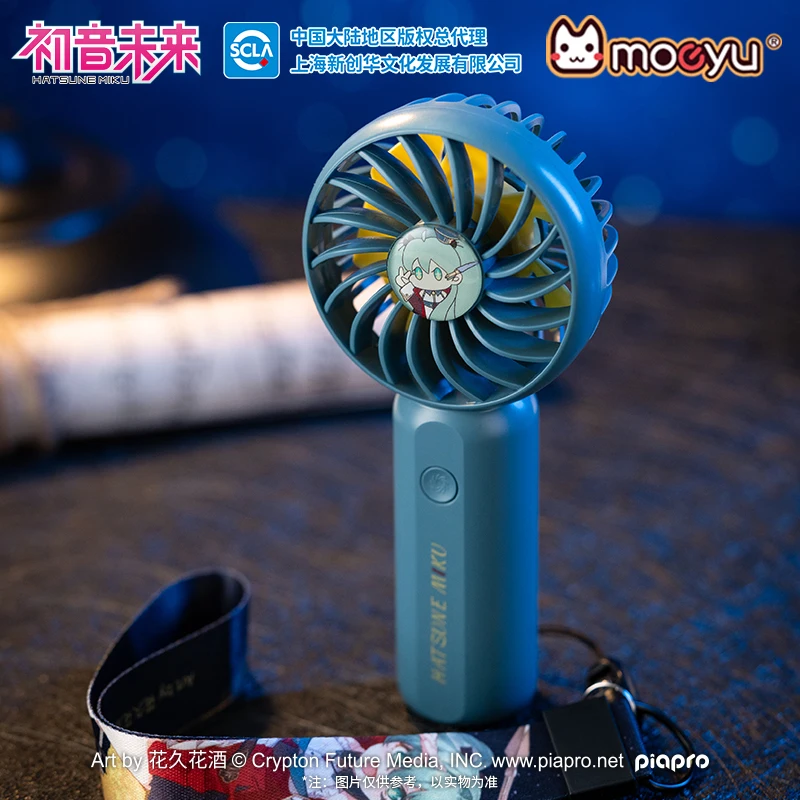 Moeyu Anime Vocaloid Hatsune Miku Handheld Pocket Fan Mini Portable Cooling USB Charging  Fan Desk Dormitory Office Student Gift