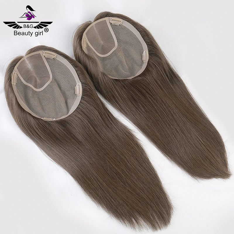 

Thinning Hair Solutions Cuticle Aligned Soft 7.5X8 Size Clip In Side Part Human Mono Base Hair Topper