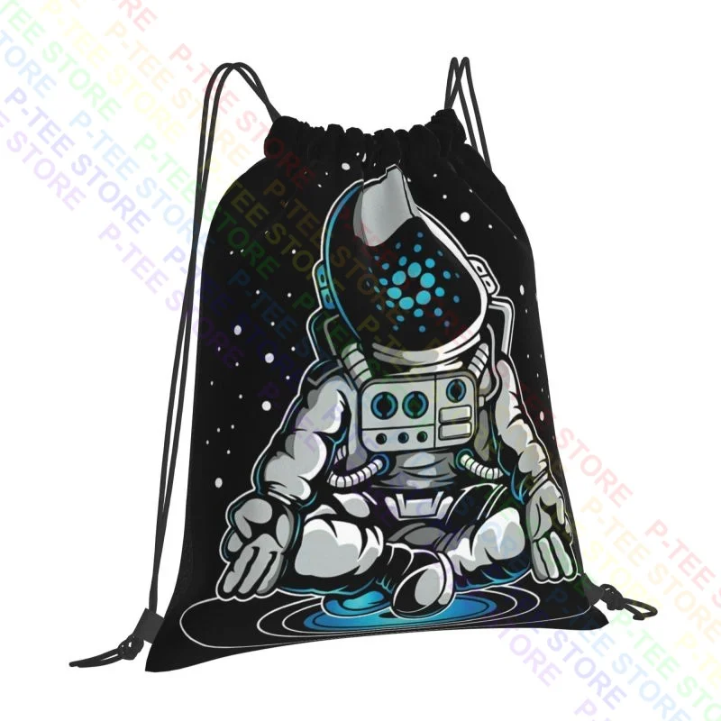 Cool Cardano Space Suite Ada Coin Drawstring Bags Gym Bag Newest Schoolbag Gym Tote Bag Large Capacity