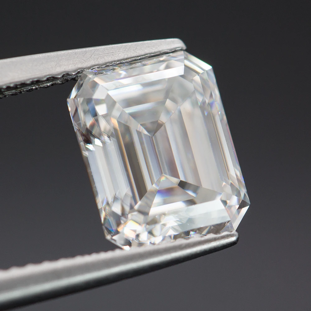 White D Color Emerald Cut Moissanite Stone 0.5-10.0ct GRA Certified Moissanita Diamond Positive Pass Tester with Certificate