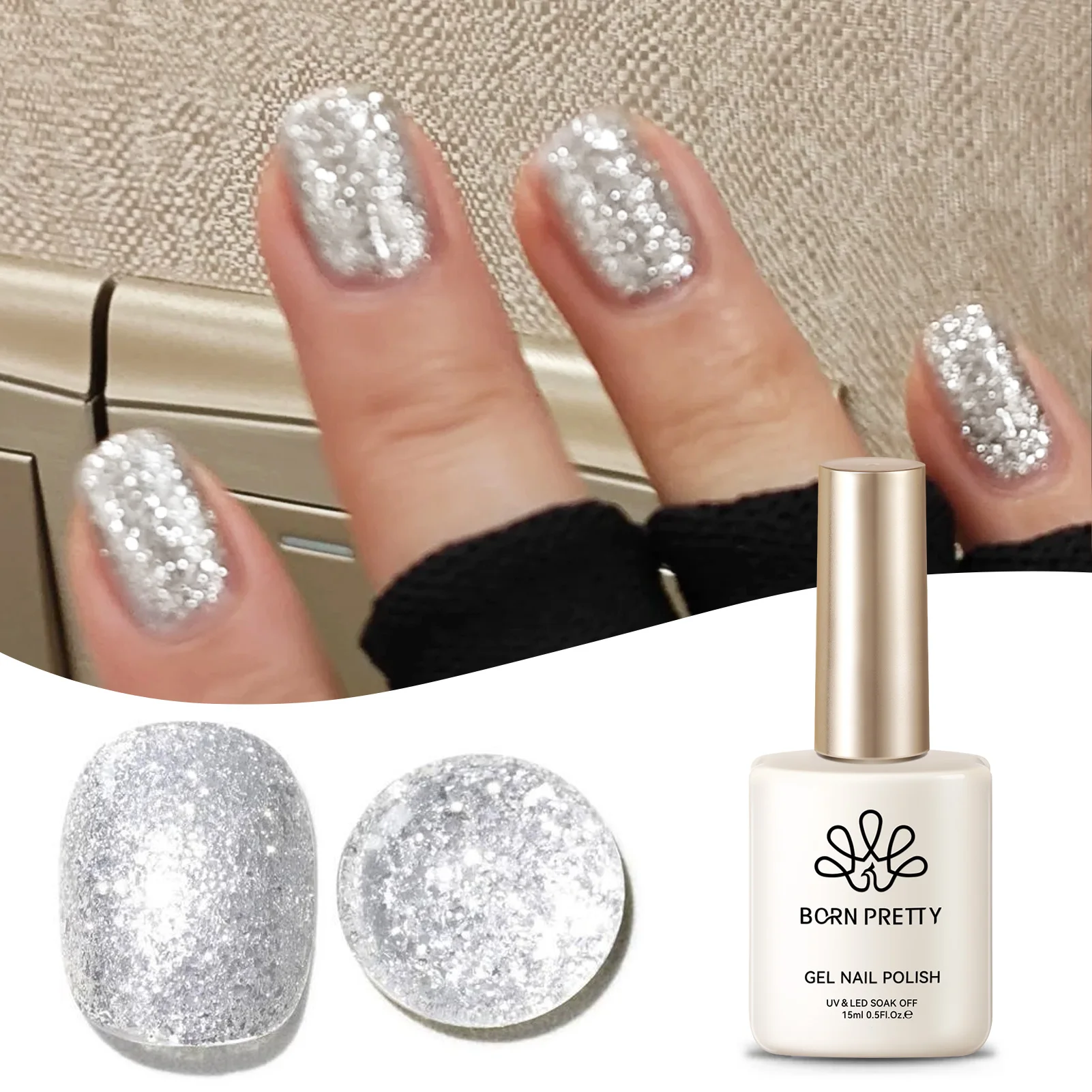 ولد ريتي 15 مللي الفضة عاكس بريق هلام طلاء الأظافر تألق تألق بريق الليزر نقع قبالة الأشعة فوق البنفسجية هلام مسمار الفن الورنيش
