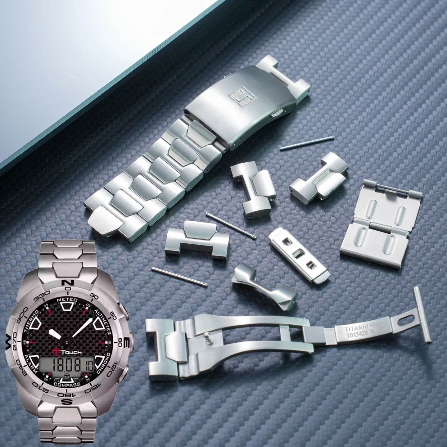 For 1853 Tissot T013420A Stainless Steel strap Extension Link buckle frame/head grain/extension piece Metal watch accessories