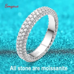 Smyoue 2.5cttw All Moissanite Rings for Women Full Enternity Sparkling Matching Diamond Band Sterling Silver S925 Jewelry