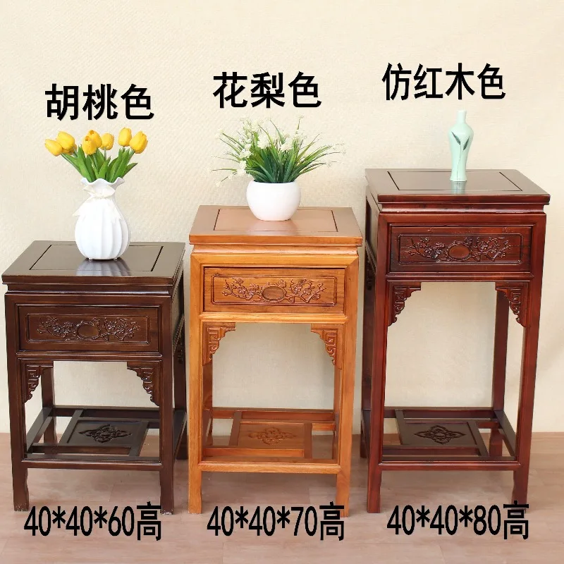 Chinese side corner table all solid wood small coffee table side cabinet elm sofa side table living room multi-layer shelves wit