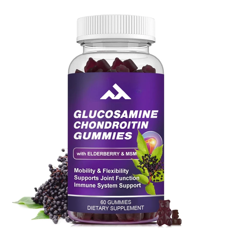 

Glucosamine Chondroitin Gummies Containing Dimethyl Sulfoxide and Elderberry, Joint Support Supplements -60 Capsules