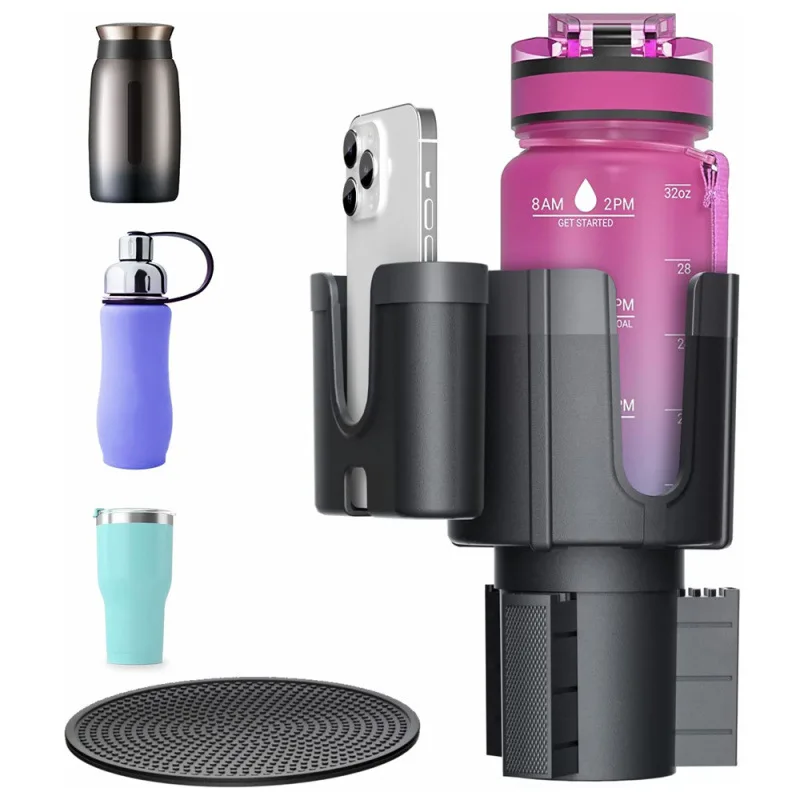 HOMEFISH Adjustable Car Cup Holder Extender Fits Large Drink Bottles & Cups Up To 4.1 Inch Diameter Auto Interior Accessory