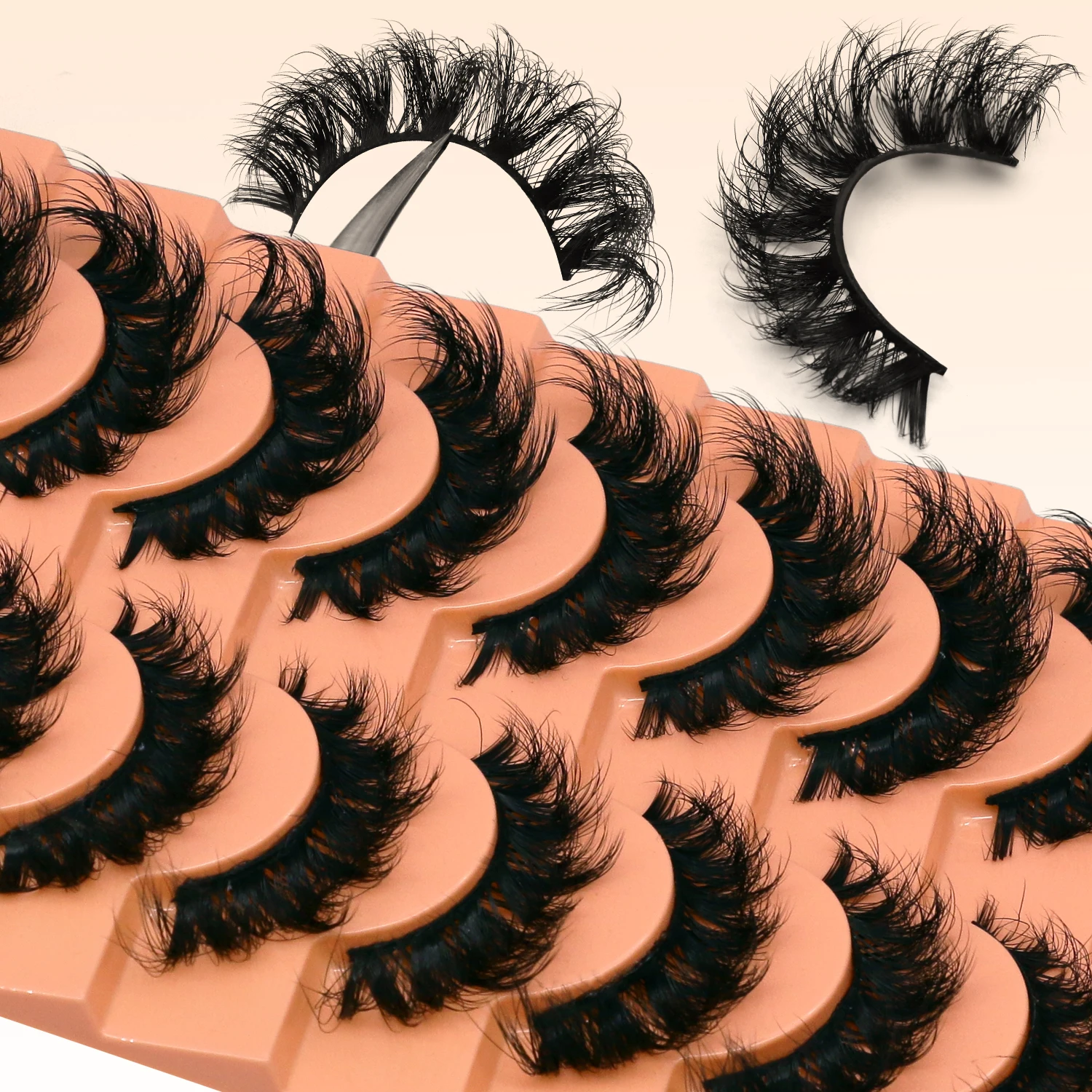 ラスヴィレ 厚めつけまつげ ふわふわキャットアイまつげ ショート ソフト クロス ドラマティック ナチュラルカールまつげ 3Dフェイクミンクまつげ メイクアップ