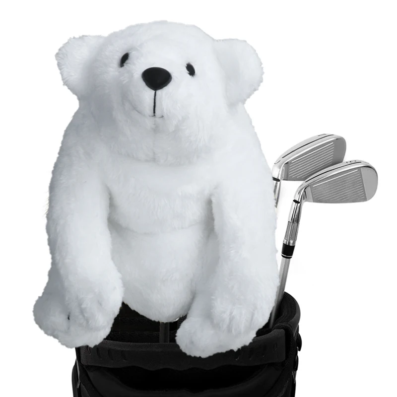 Animal polar bear Shaped Golf Club Head Covers for Driver Fairway Putter Headcover Protector Plush Golf Accessories White image 2