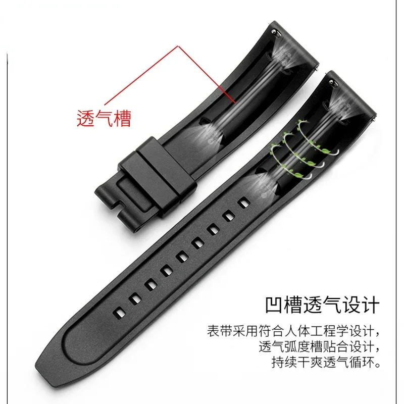 For Armani Black Warrior Rubber Watch Strap Ax7105 7102 1326 7126 Men Women 22mm Watch Band