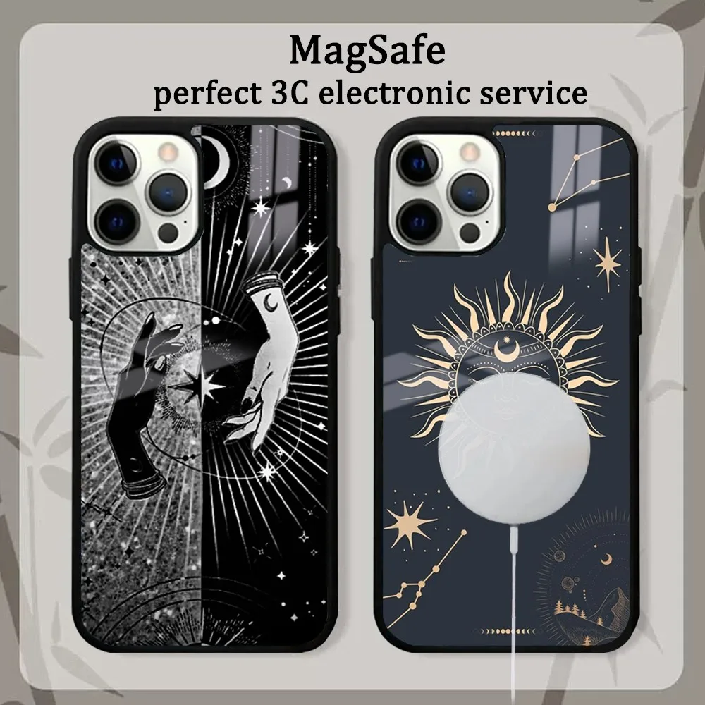 Art C-Celestial H-Hands Art Print Phone Case Magsafe Phone Case For iPhone16 15 14 13 12 11 Pro Max Plus Mini Shockproof Mirror