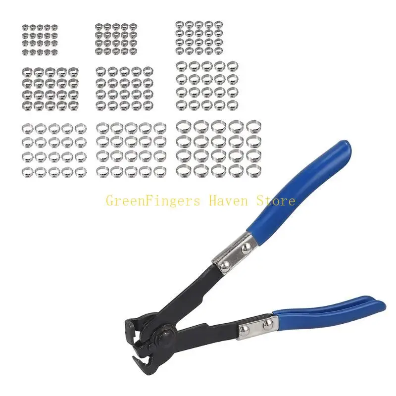 F68D Single Ear Hose Clamps Single Ear with Installation Pliers Mechanics Automotive