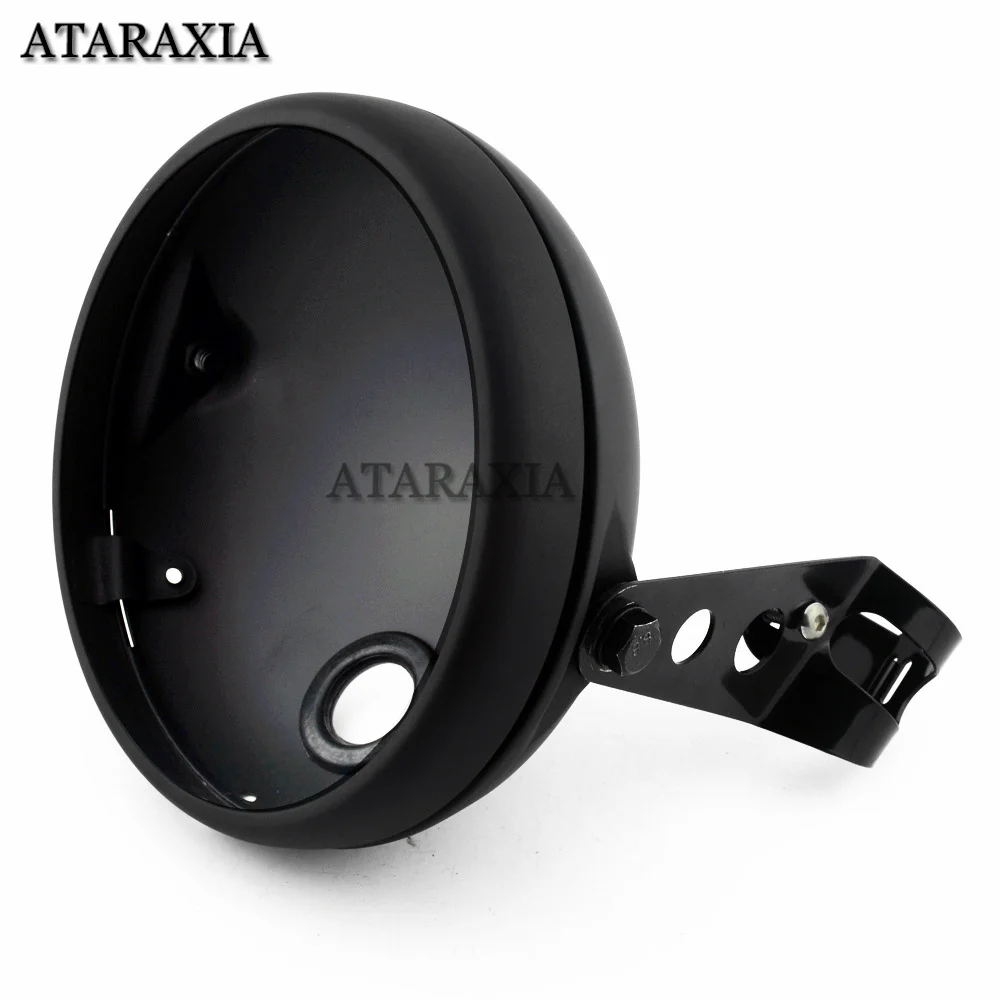 7” 7INCH Motorcycle Headlight Cover For LED Headlight Housing Adjustable Mount Bracket Universal 35-43MM Bucket Shell Lighthouse
