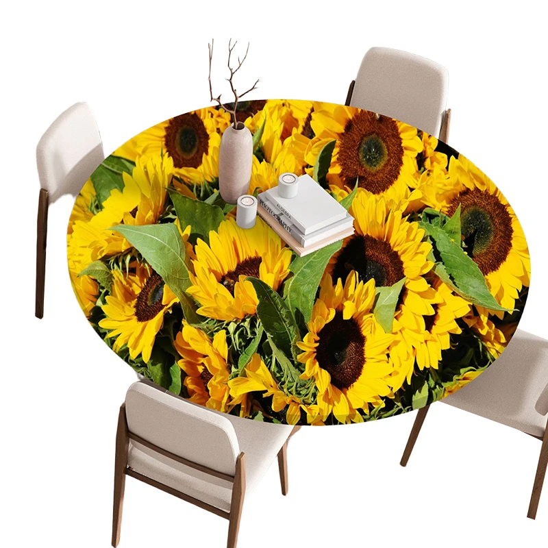 

60/90/100/120Cm Round Table Cover Tablecloth Waterproof Oil-Proof Elastic Kitchen Dining Wedding Party Table Cover Home Decor