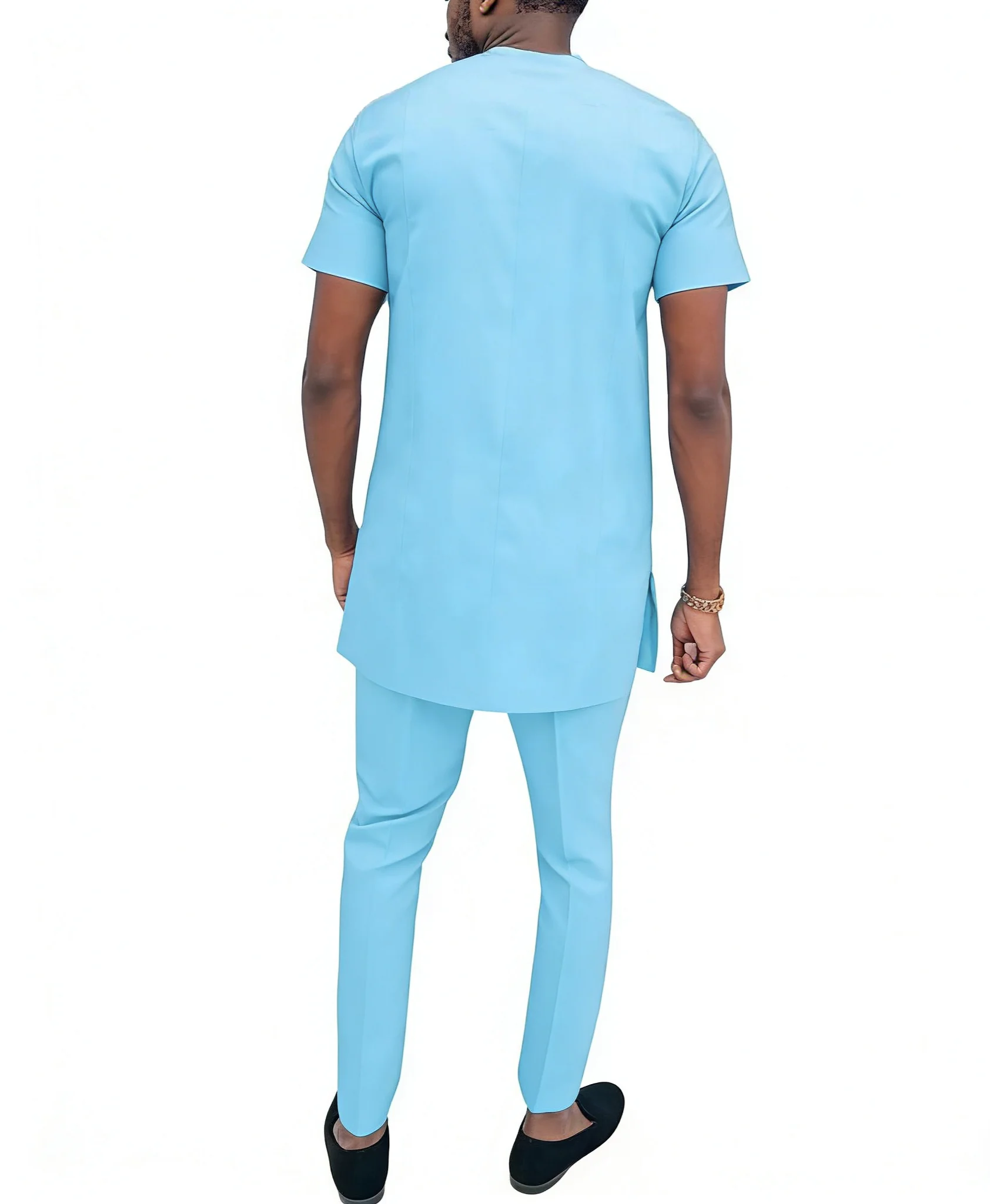 African Clothes Sky Blue Cotton Elastic Men's Set Short Sleeve Top+Pant Nigerian Fashion Garment Ultrathin And Breathable - AliExpress 200000532 African Clothes Sky Blue Cotton Elastic Men's Set Short Sleeve Top+Pant Nigerian Fashion Garment Ultrathin And Breathable - AliExpress 200000532