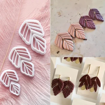 2 sztuk kreatywny liść kolczyk glina polimerowa formy liście roślin projekt miękka ceramika cięcie biżuterii wisiorek DIY modelowanie narzędzia tnące