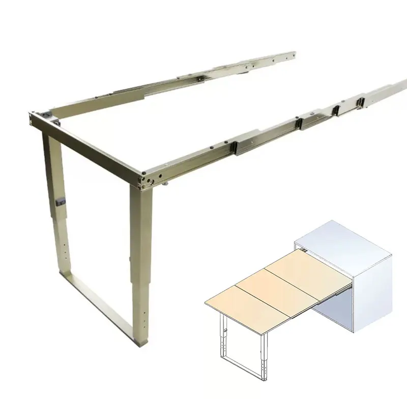 

Hot Selling Space Saving Champagne Color Invisible Table Mechanism With Double Feet For Dinning Table