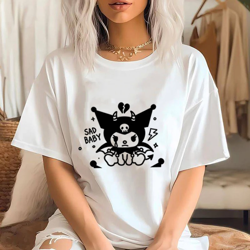 

Y2k Clothing Japan Manga Vest Kuromi Print T-Shirts Women Streetwear Fashion Harajuku Short Sleeve Summer Oversize Tees Casual