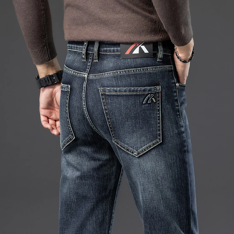 

New Spring Autumn 2025 Business Casual Stretch Denim Pants Male Brand Trousers Classic Style Men's Black Blue Regular Fit Jeans