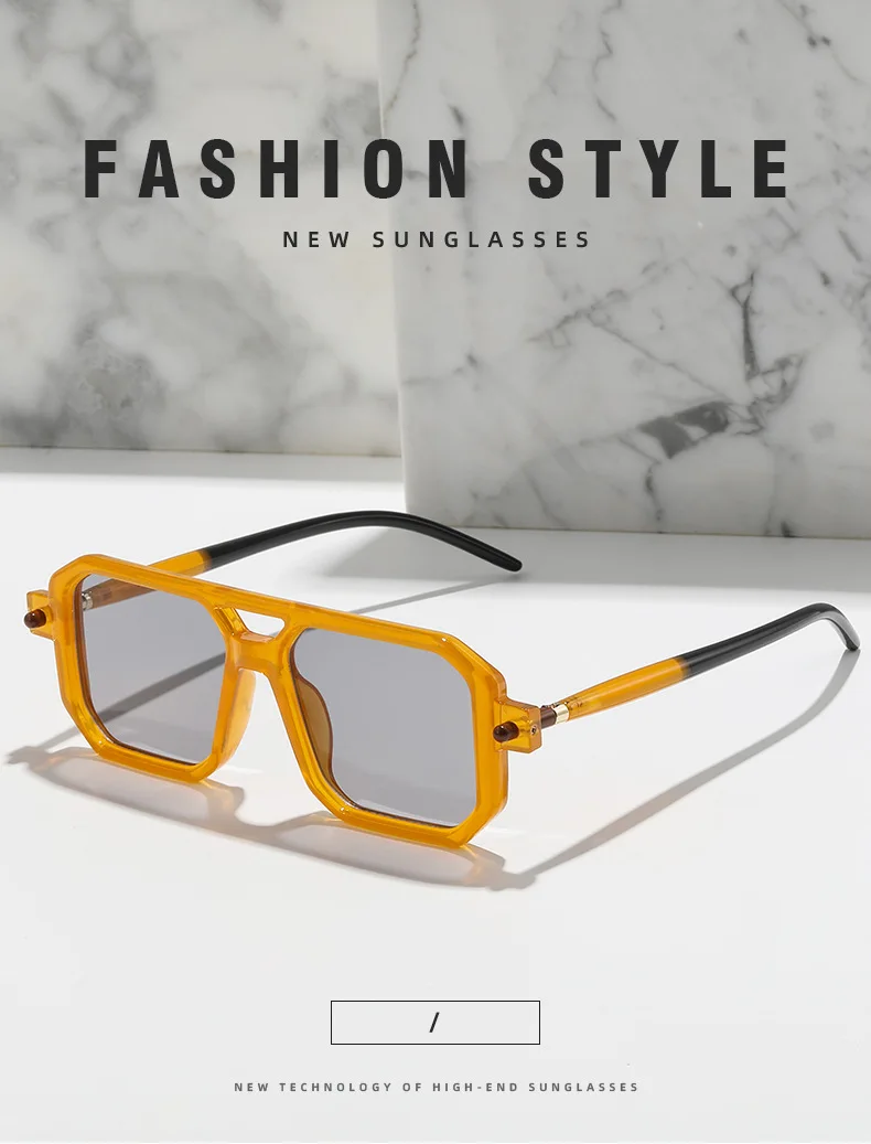 Neue modische quadratische Sonnenbrille für Damen und Herren, Vintage-Markendesigner, Punk-Sonnenbrille, klare Gläser, Spiegelbrille – Detail 27